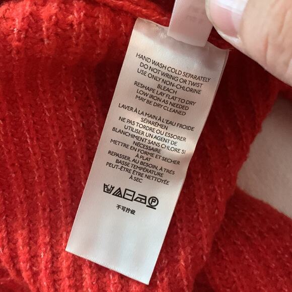 Pilcro womens small oversized anthropologie red rust knit cowl turtleneck sweate - Picture 9 of 10